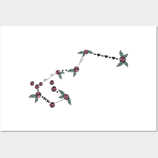 Carina (Keel) Constellation Roses and Hearts Doodle Posters and Art